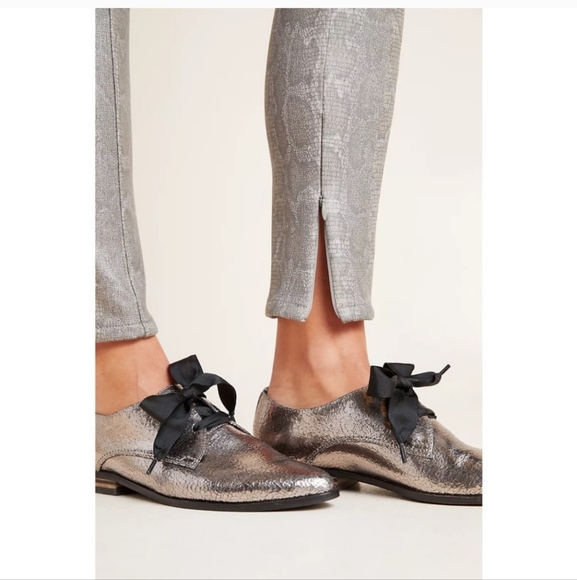 Anthropologie Metallic Snakeskin Moto Metallic Scuba Leggings Pants Size 29 - Picture 5 of 12